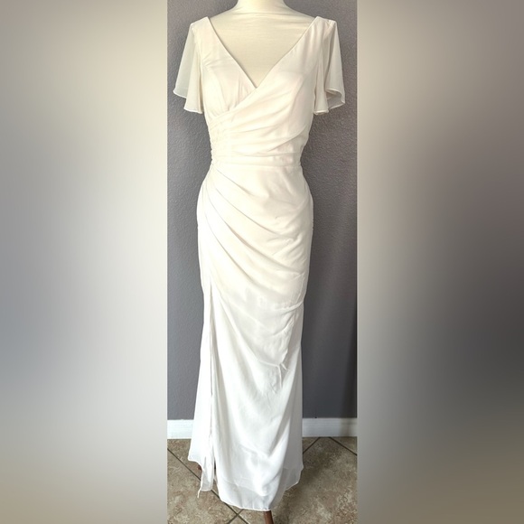 ALLANDWELL Women's Round Neck Long Dress Elegant Mermaid Evening Cocktail Dress - Picture 15 of 15